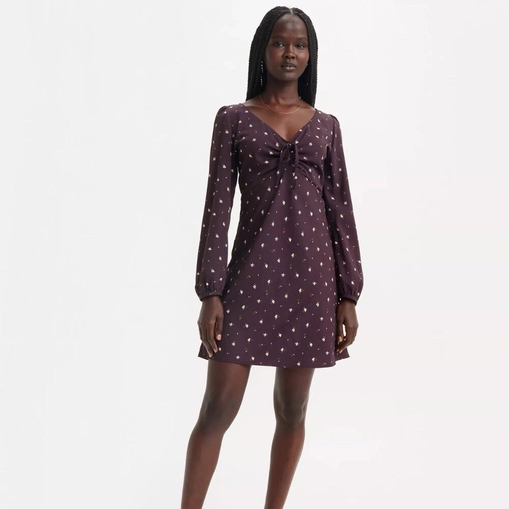 Levi’s Delray Floral Long Sleeve Mini Dress Size Medium